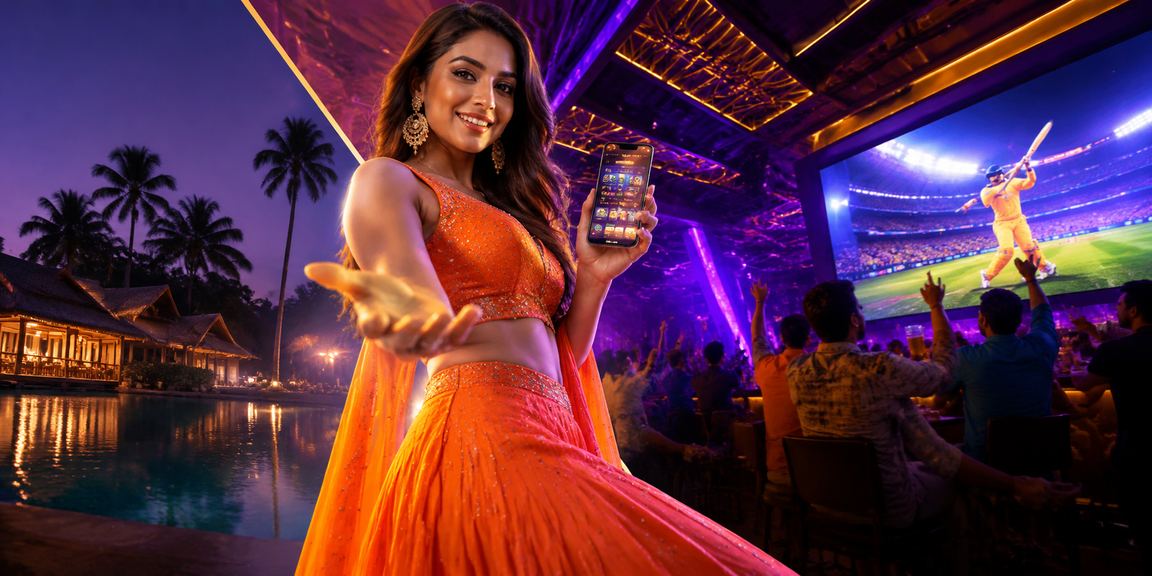 Kerala cricket betting neon lights urban setting
